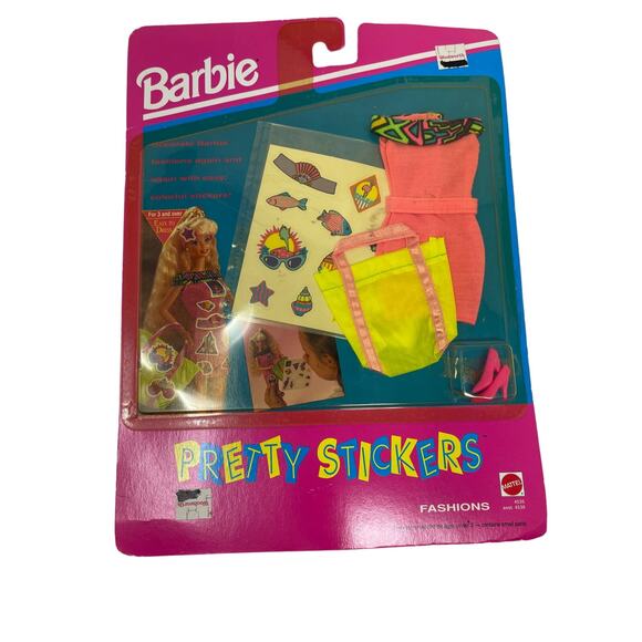 1992 Vintage Barbie Pretty Sticker Fashion Pack NEON OUTFIT NEW 4535 - Picture 1 of 6